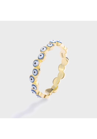 Altın Yaratıcı Safir Göz Yuvarlak Tam Elmas Kristal Çift Yüzük Kadınlar Için Emaye Mavi Gümüş Düğün Hediyesi Takı