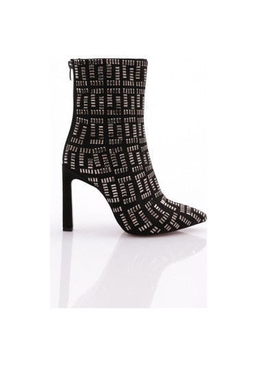 Dgn 286 Kadin Topuklu Bot Siyah Platin