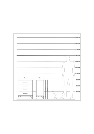 Arges Komodin 4 Çekmeceli 60x30x80 Aytaşı-antrasit Aytaşı
