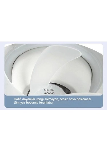 Opulentliving 360 E27 Led Tavan Vantilatörü Açık Beyaz, 3 Renkli Uzaktan Kumandalı 3 Renk Kumandalı