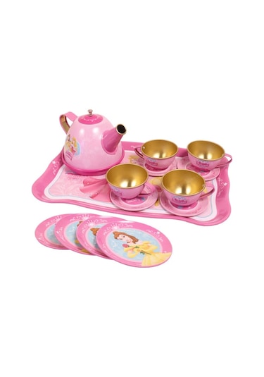 14 Parça Prenses Pembe Metal Oyuncak Çay Seti