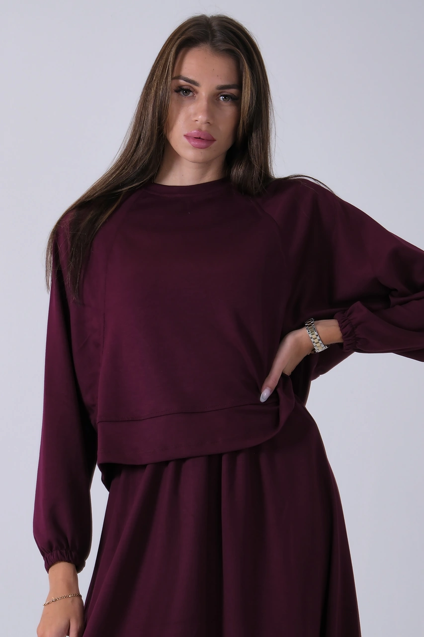 Feminist Mürdüm Önü Yarasakol Etekli Takım 31040702.21 Mürdüm