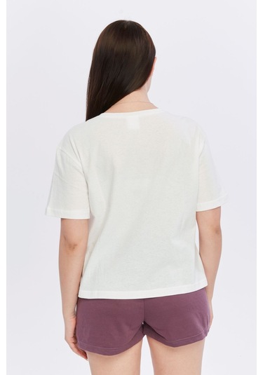Bella Dossi Pamuklu Kısa Kollu Baskılı Kadın Şortlu Yazlık Pijama Takımı Mürdüm Beyaz Beyaz - Mürdüm