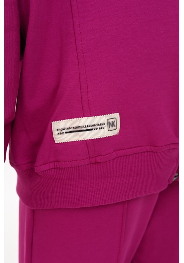 Toontoy Kız Çocuk Yarasa Kol Armalı Eşofman Takım Mürdüm