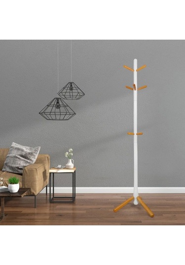 Just Home Viva Ayaklı Askılık - Beyaz / Natürel - 173 Cm Beyaz / Natürel Beyaz - Naturel