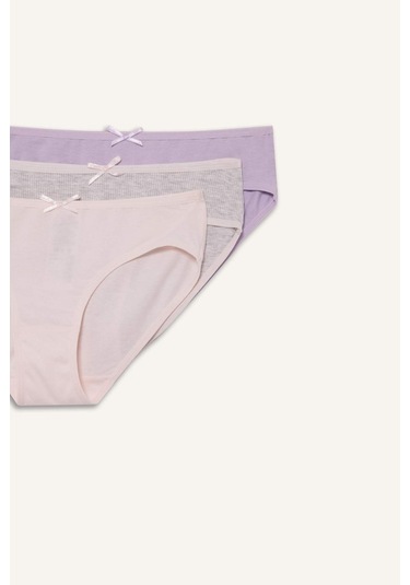 Defacto Kız Çocuk Penye 3lü Slip Külot G3636a825augr101 Gri