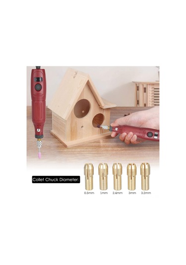 Lemestar 12v El Tipi Mini Freze Seti 5000-15000 Devir Üç Seviye Hız Ayarlı 24 Aksesuar İçeren Avrupa Standartı Plug Kırmızı