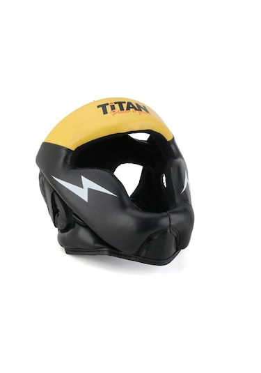 Yüz Korumalı Siyah Sarı Antreman Boks Kaskı Çok Renkli