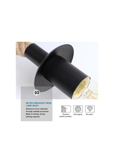 Retro Kenevir Halat Endüstriyel Loft Duvar Lambası Eski Dekor Duvar Aydınlatma Armatürleri Oturma Odası İçin Kapalı Aplikler Aydınlatma Dekoratif Siyah