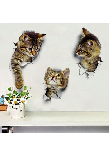 Reedark Sevimli 3d Kedi Çıkartması - Su Geçirmez, Yapışkanlı, Her Yüzeye Uygulanabilir Dekorasyon 112 Karakter Diğer