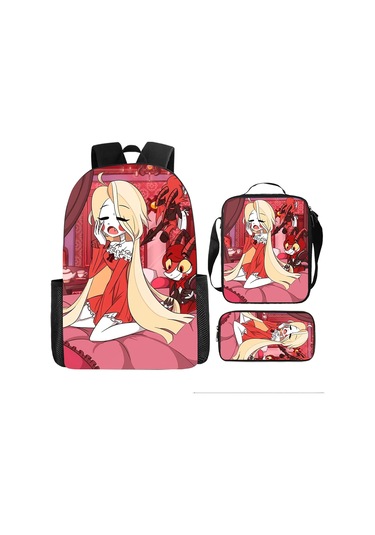 Öğrenci Sırt Çantası Karikatür Sırt Çantası Üç Parçalı Sırt Çantası Omuz Çantası Kalem Kutusu Çanta,42x29x16cm Bag4 42x29x16cm Siyah