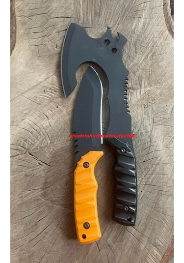 Dmr Dövme Çelik Kamp Baltası Kamp Çakısı Karbon Çelik Balta Çakı 2li Set