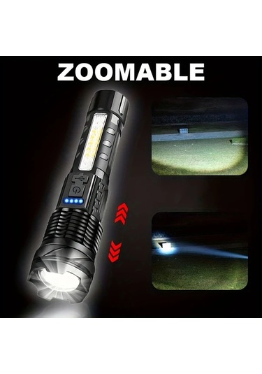 Brightnova 2li Usb Şarjlı El Feneri Flashlight 350 Lümen 7 Mod Xp50 Cob Yan Lamba 300m Uzun Menzil Kampçılık Acil Durum 2pcs Altın