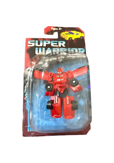 Super Warrior Mini Plastik Gövdeli Dönüşebilen Robot Araba 7.5 Cm Kırmızı