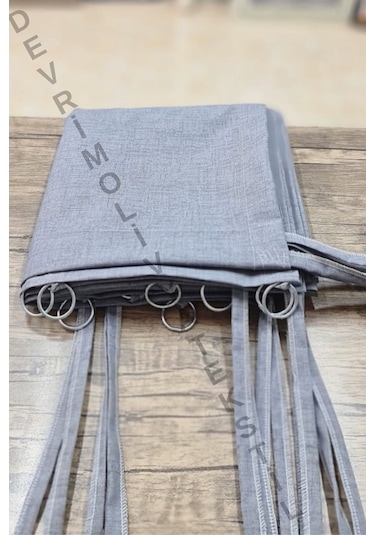 Devrim Olivya Tekstil Halkalı Düz Antrasit Renk Özel Dikim Lüks Balkon Perdesi - En X Yükseklik Ölçü Seçenekleri Antrasit