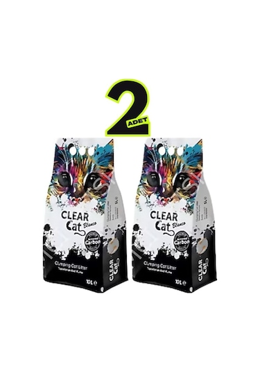 Clear Cat Blanco 2 Adet Karbonlu Topaklanan Bentonit Kedi Kumu