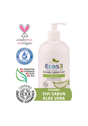 Ecos3 Aloe Vera Özlü Organik Sıvı Sabun 500 ML