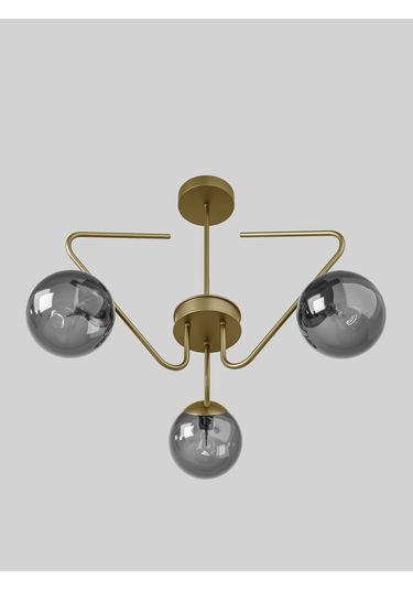 Lunor Cam Küre Başlıklı Modern 3'lü Avize Salon Ve Oturma Odası Siyah