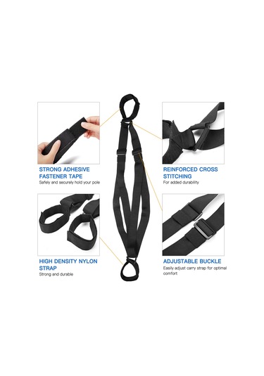 Geeksen Nylon Kayak Taşıma Kayışları: Çift Askılı, Melanjlı, Omuz Ve El Taşımı 240x3.8 Cm Siyah Siyah