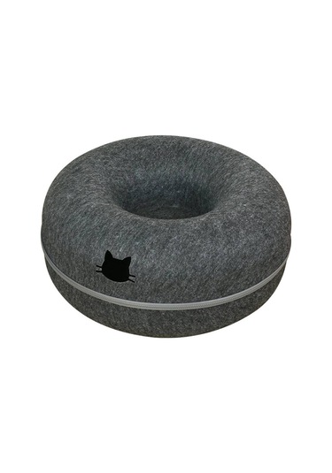 Mufunye Rahat Kedi Donut Tünel Yatağı Çıkarılabilir Her Mevsim Yarı Kapalı Kedi Yuvası E