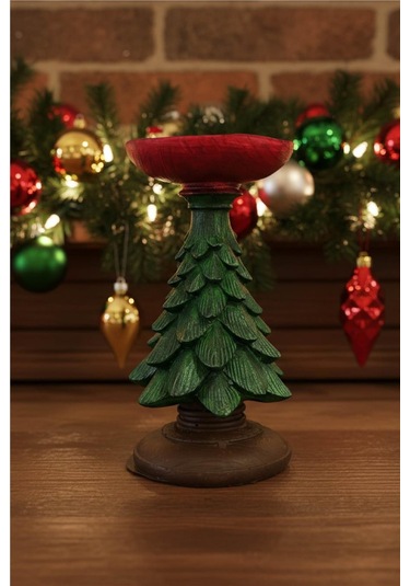 Yılbaşı Ağacı Formlu Seramik Mumluk