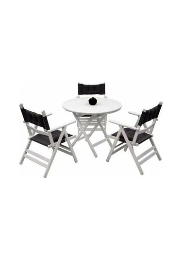 Motoryagmarket Buzludja 60Lık Katlanır Ahşap Bahçe Balkon Masası Yuvarlak -Beyaz