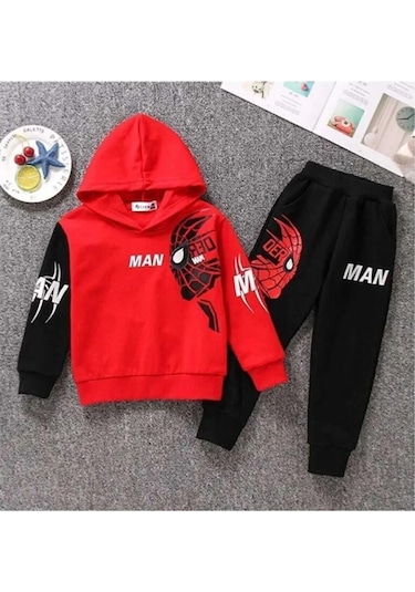 Baskılı Çoçuk Eşofman Takımı Kırmızı2 Kırmızı
