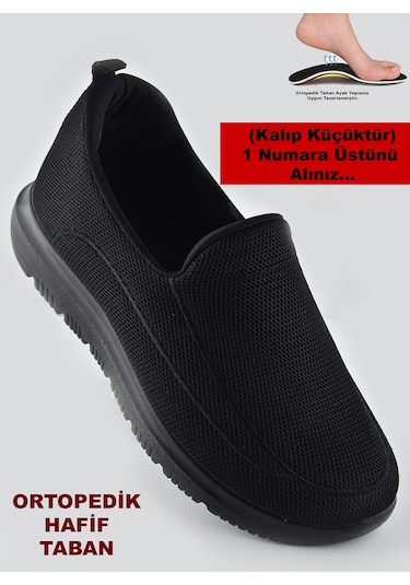 9090 Tam Ortopedik Hafif Taban Erkek Spor Ayakkabı Yazlık Hafif Taban Eva Siyah