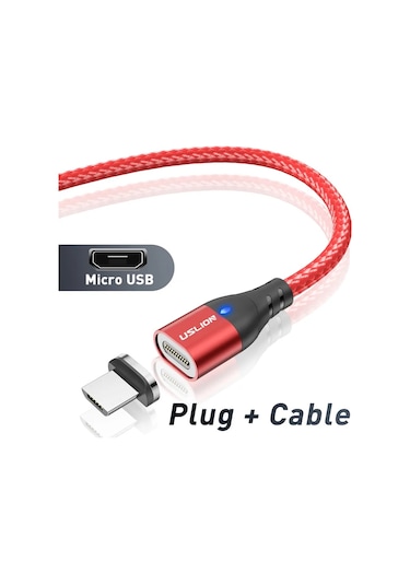 Uslıon Manyetik Şarj Kablosu Usb Mikro Tip C Hızlı Şarj Iphone Uyumlu 12 Telefon Kablosu Chınaaçık1.5m