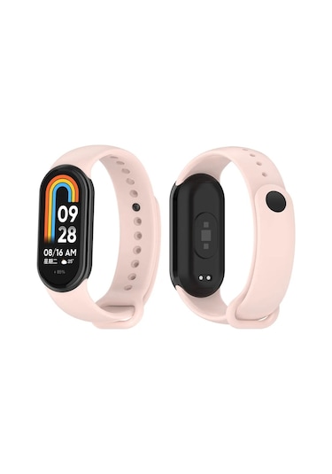 Xiaomi Mi Band 8 9 10 Uyumlu Akıllı Bileklik Silikon Kordon Kayış Pembe Açık