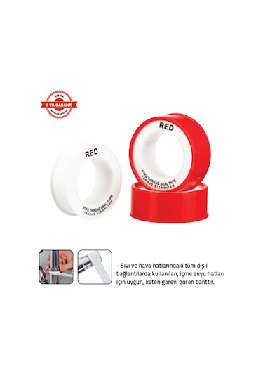 Tomax Red Teflon Bant 10 Mt X 0,075 X 12 Mm 100 Adet