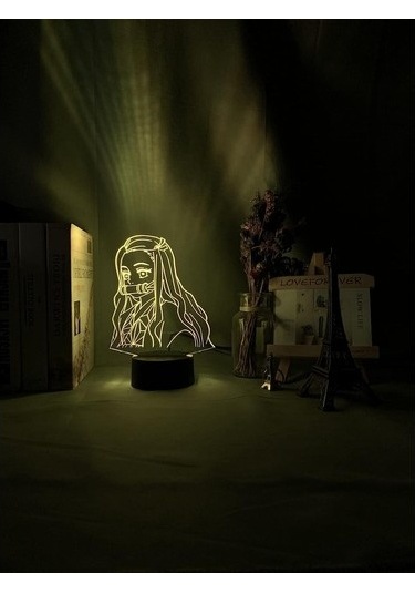 Goldenqian Kimetsu Hiçbir Yaiba Nezuko Kamado Şekil Led Gece Lambası Yatak Odası Dekoru Için Gece Lambası Çocuklar Çocuk Masa 3d Lamba Demon Slayer Hediye 6qbkqr Siyah