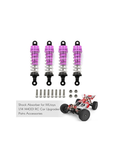 Novahub Wltoys 1/14 144001 Araçlar İçin 4 Adet Mor Metal Amortisör Seti - Alüminyum Amortisörler, 61-74cm Uzunluk, Optimizasyonlu Amortisörler