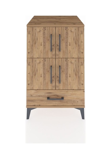 Kronos Komodin 4 Raflı Tek Çekmeceli 4 Kapaklı 60x59x96 Çam-çam Çam