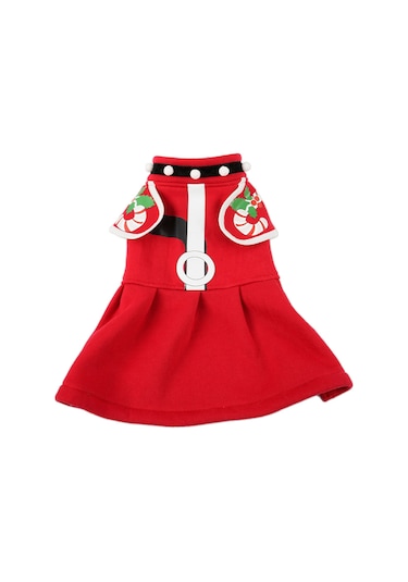 Vkemall Kırmızı Noel Köpek Mantosu, Polyester, L Beden Göğüs:48cm, Sırt:35cm, Boyun:36cm