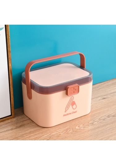 Sones Ev Tipi Plastik Küçük İlaç Kutusu Taşınabilir İlaç Saklama Kutusu, Boyut: 21,4 X 15,8 X 14,7 Cm Pembe