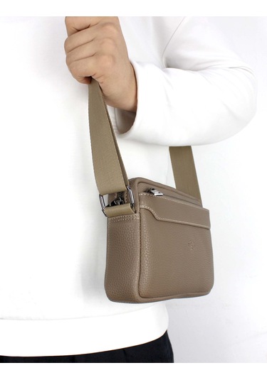 Unisex Vizon Orta Boy Askılı Postacı Omuz Çantası Vizon