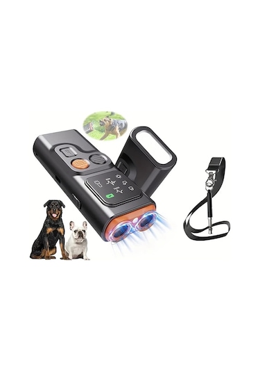 Willowhaven Siyah Turuncu + Düdüklü P7 Ultrasonik Köpek Kovucu Profesyonel Çift Başlı Anti Havlama Güvenli