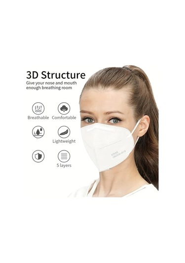 Oldfriend Cırcle Yu Kn50 Beyaz 5 Katmanlı Partikül Maskesi 50 Adet