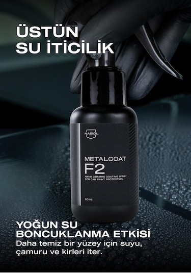 Nasiol Metalcoat F2 Araç Sprey Nano Seramik Kaplama ve Boya Koruma 1 Yıl Dayanım 50 ML Su Leke İtici