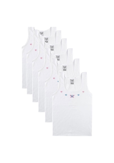 Tutku Iç Giyim Geniş Askılı Işlemeli Kız Çocuk Atlet 6 Lı Paket