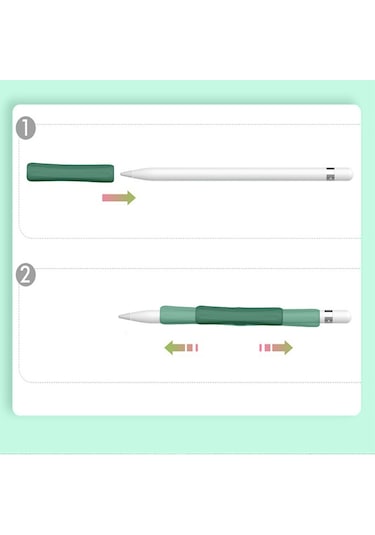 Apple Pencil 1-2 Nesil Pro Usb-c Uyumlu Soft Yumuşak Silikon Kalem Tutucu Zarif Ve Rahat Kullanım Haki