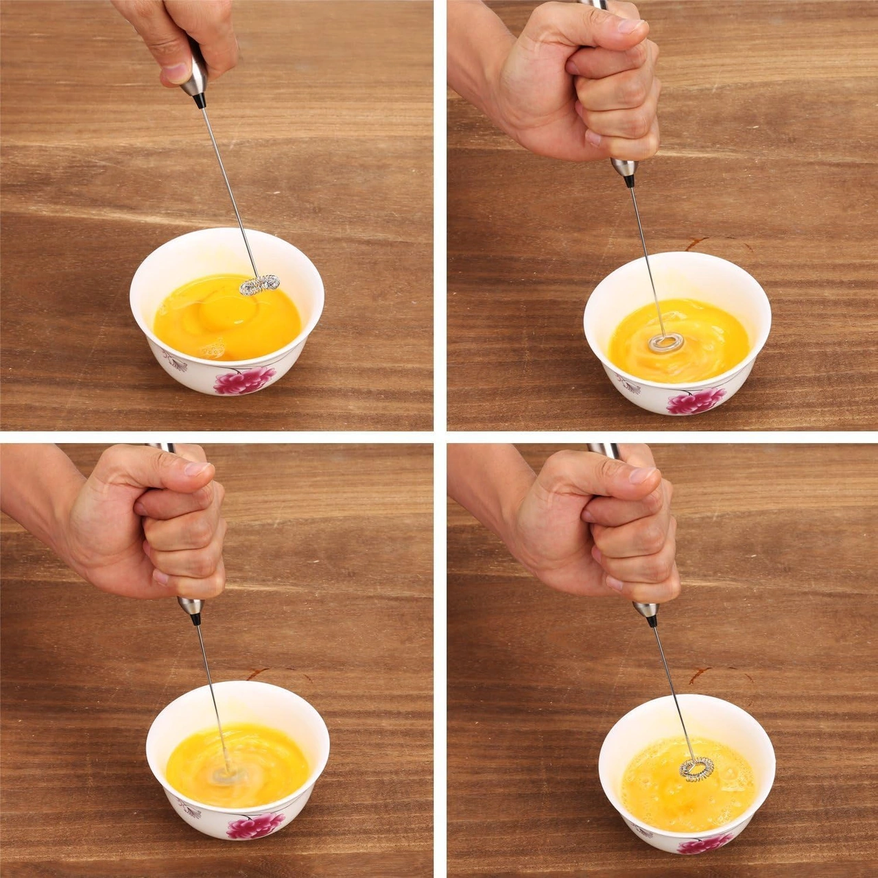 Yunboo El Tipi Elektrikli Çelik Süt Köpürtücü Kahve Karıştırıcı Pil Dahil Değil Gümüş