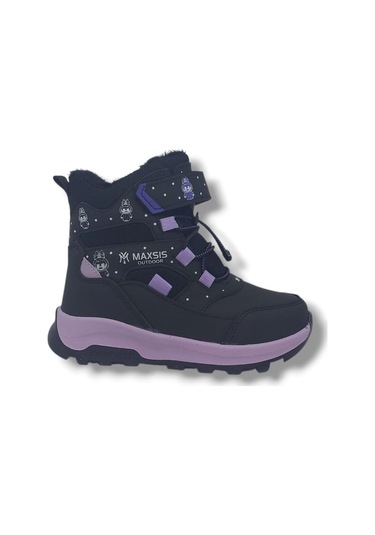 Zerhan 054 Kız Çocuk Siyah Lila Cırt Cırtlı Treking Bot Lila