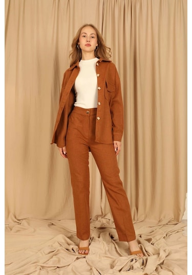 Saklımoda Kaşe Kumaş Klasik Kadın Camel Pantolon Çok Renkli