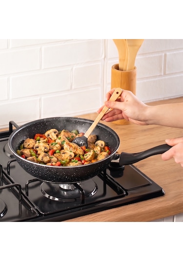 Porsima 579.0111 Granit Wok Tava 26cm Siyah
