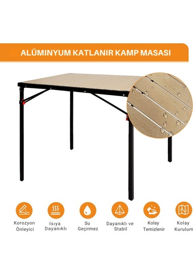Kingcamp Slate Xl Alüminyum Katlanır Kamp Masası Wood Siyah