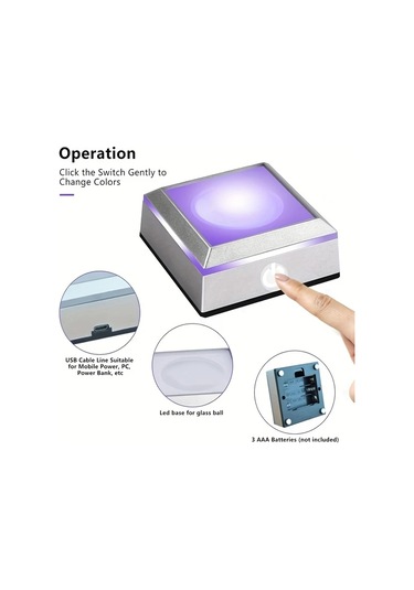 Xuweiwei 1 Adet 8 Cm Renkli Led Tabanlı 3d Ay Gezegen Kristal Topu Gece Lambası Ev Dekoru Hediyesi Beyaz