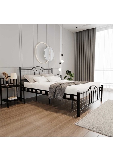 Argimo Bella Çift Kişilik Ferforje Metal Karyola Siyah 140 x 200