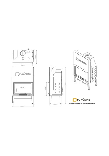 Schömne Elegance Düz Asansörlü Çelik Şömine Haznesi Düz 80 Lik